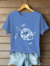 Damen-Blumen schildkröten druck lässig T-Shirt